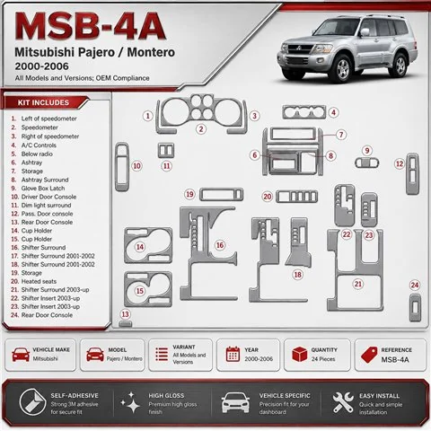 Mitsubishi Pajero/Montero 2000-2006 OEM Compliance kit rivestimento cruscotto e interni 3D