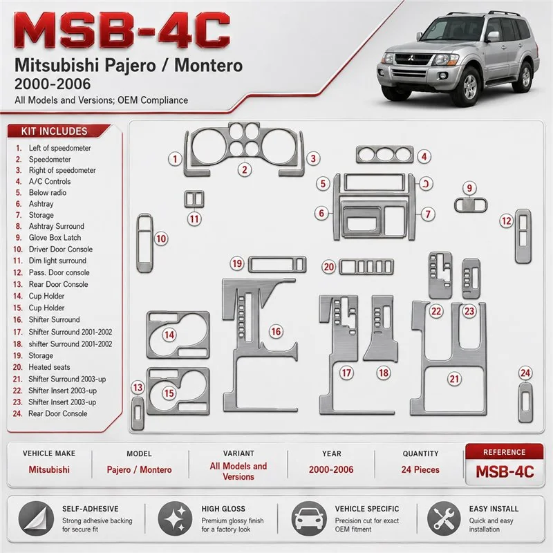 Mitsubishi Pajero/Montero 2000-2006 OEM Compliance kit rivestimento cruscotto e interni 3D