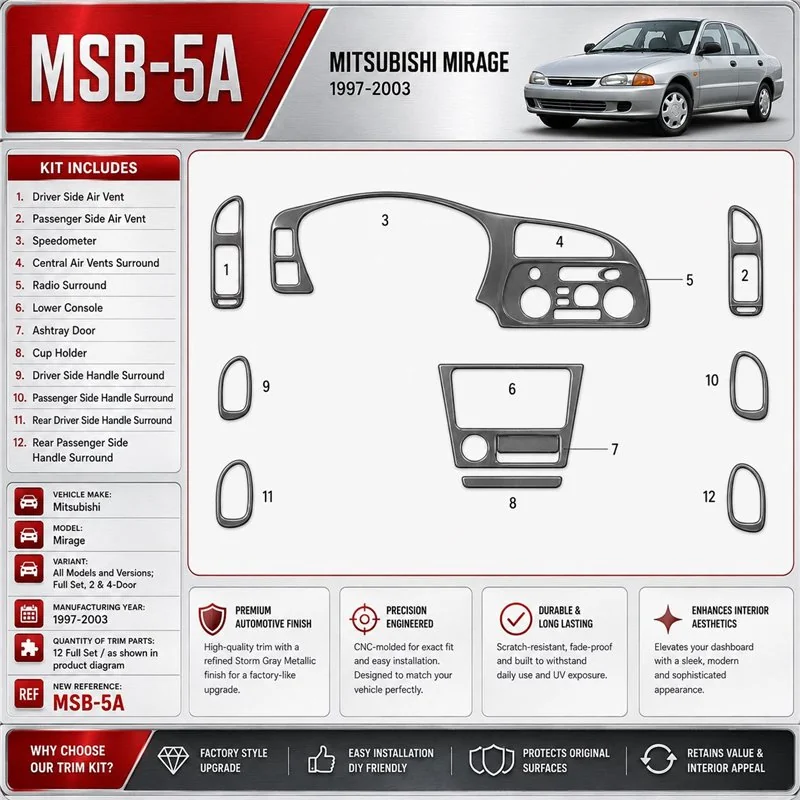 Mitsubishi Mirage 1997-2003 set completo, 2 & 4-Door kit rivestimento cruscotto e interni 3D