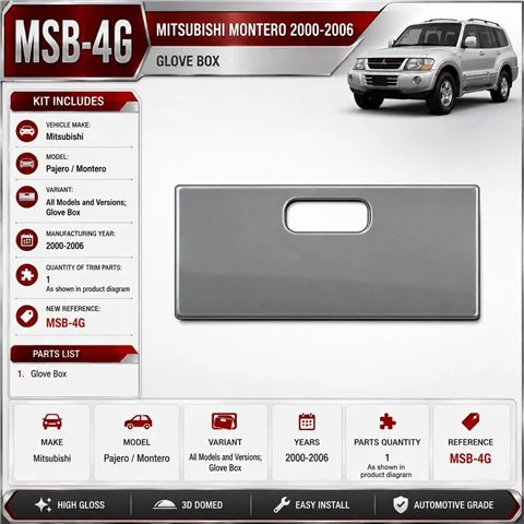 Mitsubishi Pajero/Montero 2000-2006 glowe-box kit rivestimento cruscotto e interni 3D