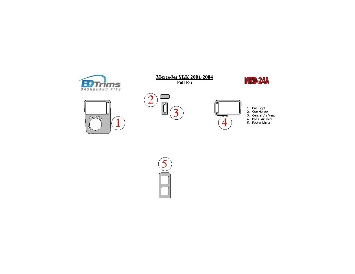 Mercedes Benz SLK 2001-2004 Full Set Cruscotto BD Rivestimenti interni