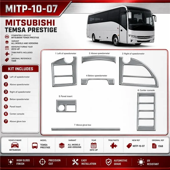 Mitsubishi Temsa Prestige 2010-in poi kit rivestimento cruscotto e interni 3D 7 pezzi