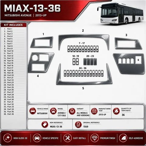 Mitsubishi Aveneu 2013-in poi kit rivestimento cruscotto e interni 3D 36 pezzi