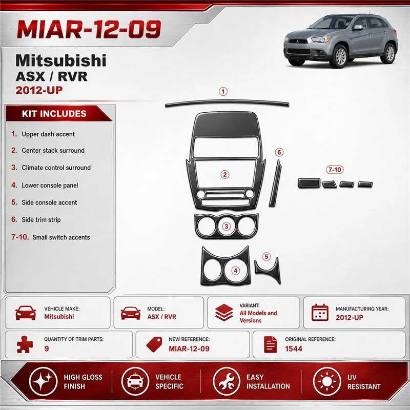 Mitsubishi Asx RVR 2012-in poi kit rivestimento cruscotto e interni 3D 9 pezzi