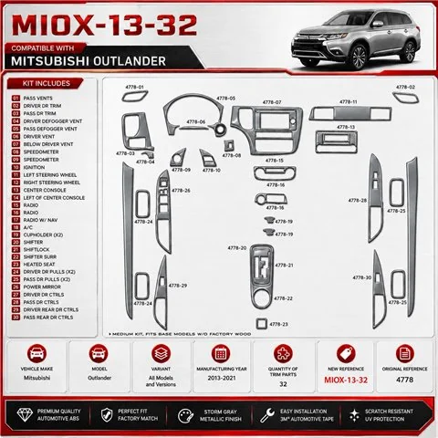 Mitsubishi Outlander 2013-2021 kit rivestimento cruscotto e interni 3D 32 pezzi