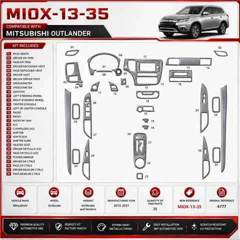 Mitsubishi Outlander 2013-2021 kit rivestimento cruscotto e interni 3D 35 pezzi