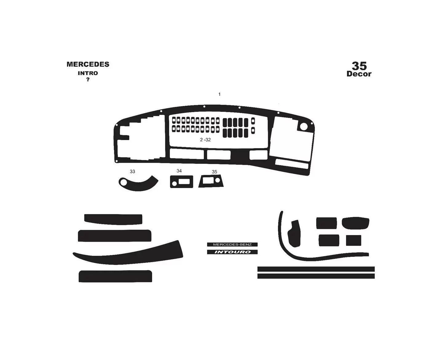 Mercedes Intro 06.03 - 06.05 Kit Rivestimento Cruscotto all'interno del veicolo Cruscotti personalizzati 13-Decori