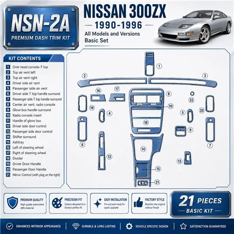 Nissan 300ZX 1990-1996 Basic Set kit rivestimento cruscotto e interni 3D
