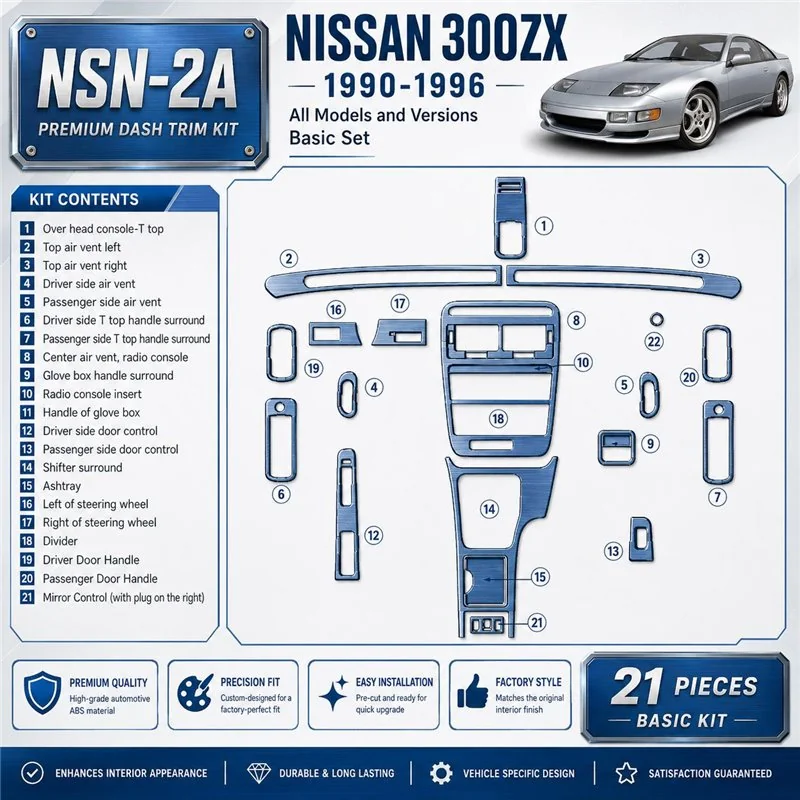 Nissan 300ZX 1990-1996 Basic Set kit rivestimento cruscotto e interni 3D