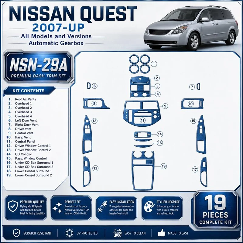 Nissan Quest 2007-in poi set completo; cambio automatico kit rivestimento cruscotto e interni 3D