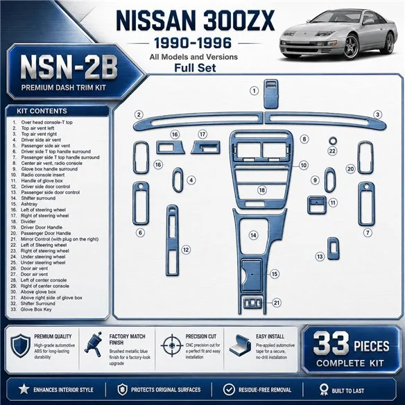 Nissan 300ZX 1990-1996 set completo kit rivestimento cruscotto e interni 3D