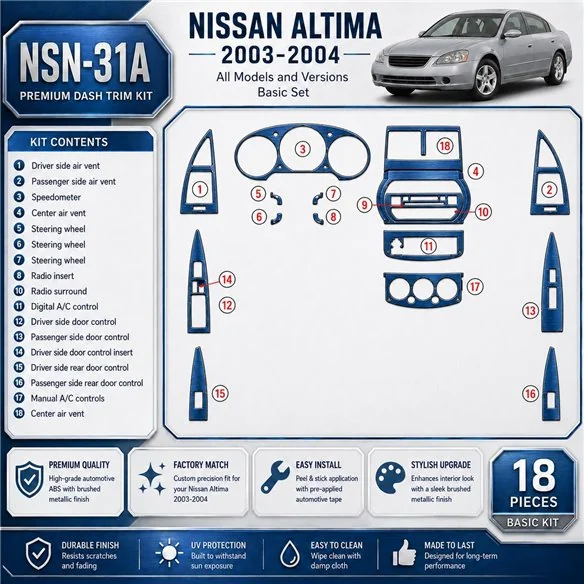 Nissan Altima 2003-2004 Basic Set kit rivestimento cruscotto e interni 3D
