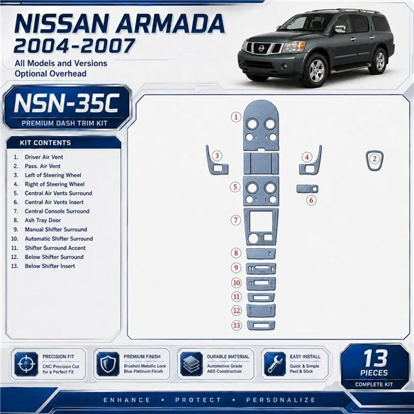 Nissan Armada 2004-2007 Optional Overhead kit rivestimento cruscotto e interni 3D