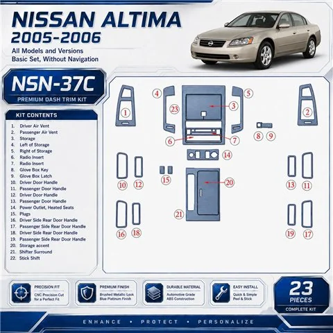 Nissan Altima 2005-2006 Basic Set kit rivestimento cruscotto e interni 3D