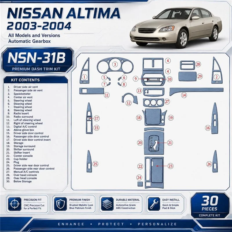 Nissan Altima 2003-2004 set completo; cambio automatico kit rivestimento cruscotto e interni 3D