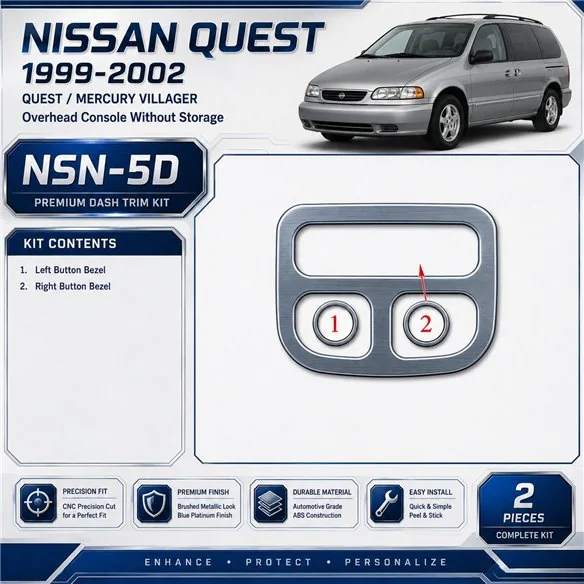 Nissan Quest 1999-2002 console superiore senza Storage kit rivestimento cruscotto e interni 3D 2 pezzi