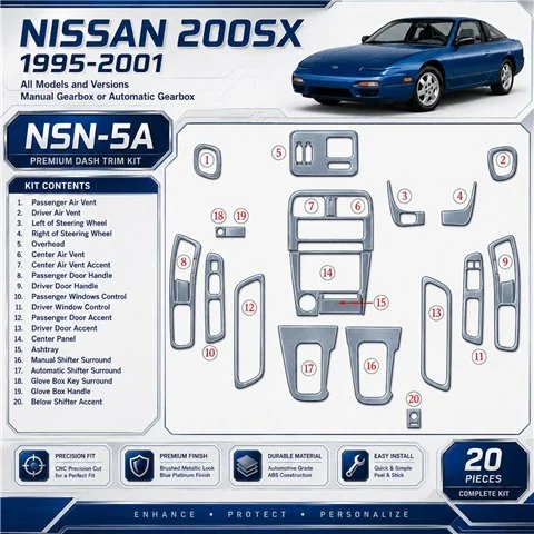 Nissan Quest 1999-2002 Basic Set kit rivestimento cruscotto e interni 3D 17 pezzi