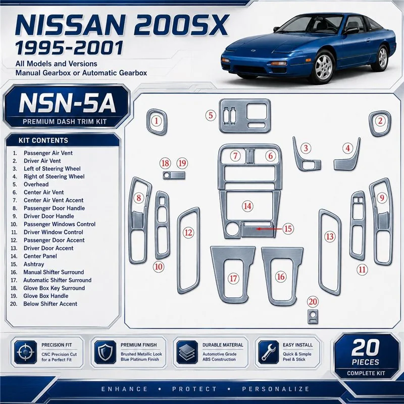 Nissan Quest 1999-2002 Basic Set kit rivestimento cruscotto e interni 3D 17 pezzi