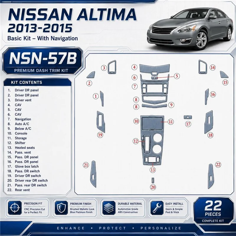 Nissan Altima 2013-in poi Basic Set; con navigatore kit rivestimento cruscotto e interni 3D