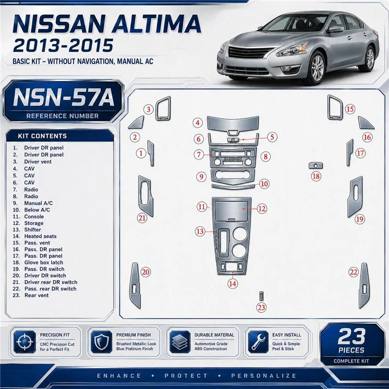 Nissan Altima 2013-in poi Basic Set; senza navigatore; climatizzatore kit rivestimento cruscotto e interni 3D
