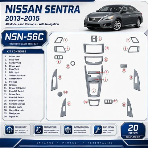 Nissan Sentra 2013-in poi con navigatore kit rivestimento cruscotto e interni 3D