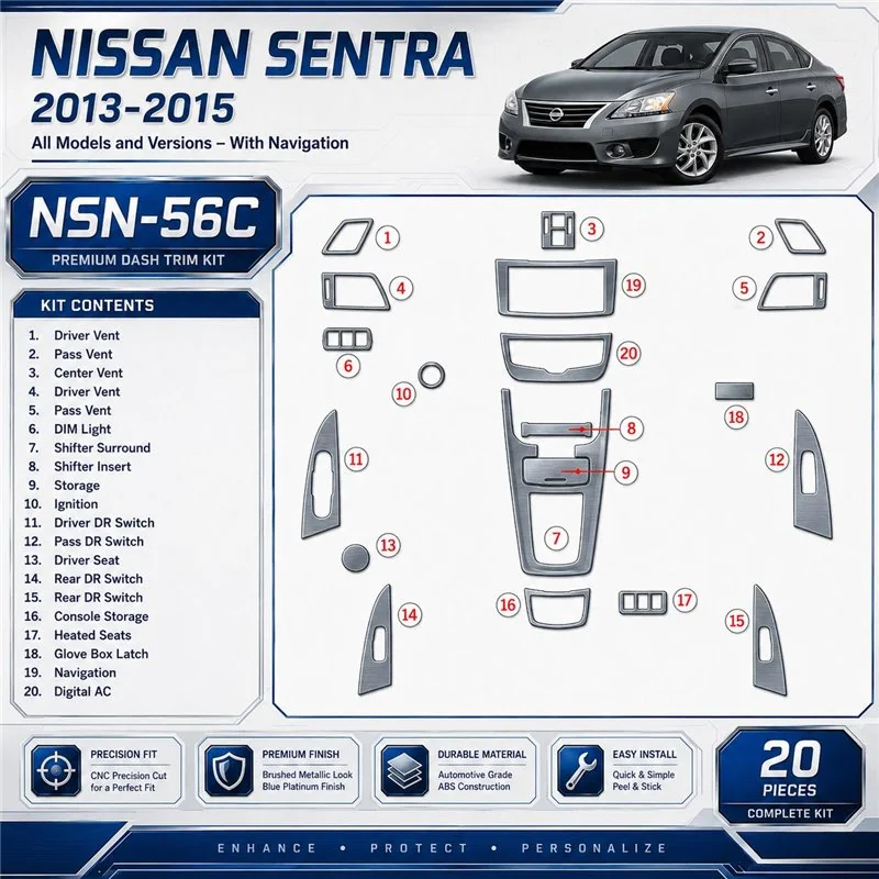 Nissan Sentra 2013-in poi con navigatore kit rivestimento cruscotto e interni 3D