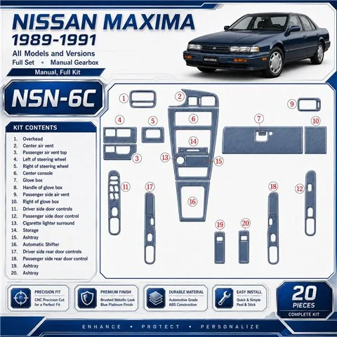 Nissan Maxima 1989-1991 set completo; cambio manuale kit rivestimento cruscotto e interni 3D 20 pezzi