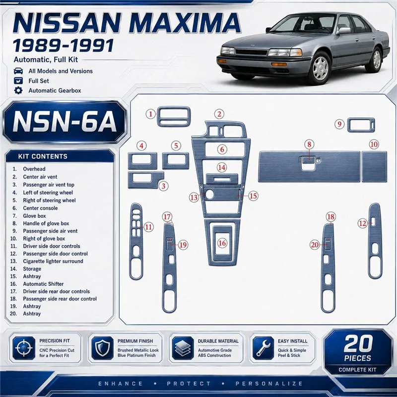 Nissan Maxima 1989-1991 set completo; cambio automatico kit rivestimento cruscotto e interni 3D 20 pezzi