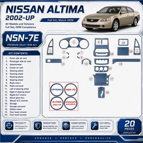 Nissan Altima 2002-2002 set completo; OEM Compliance kit rivestimento cruscotto e interni 3D 20 pezzi