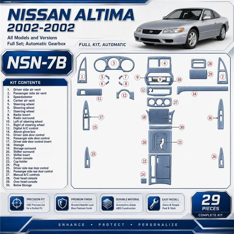 Nissan Altima 2002-2002 set completo; cambio automatico kit rivestimento cruscotto e interni 3D 29 pezzi