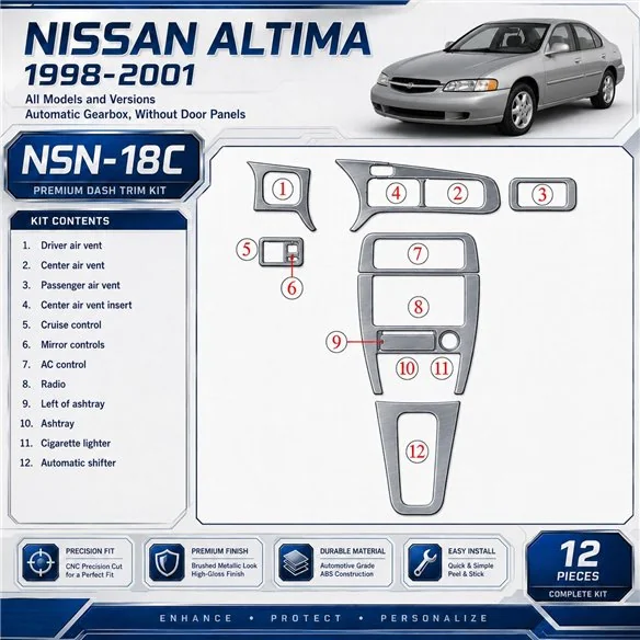 Nissan Altima 1998-2001 cambio automatico; senza Door panels kit rivestimento cruscotto e interni 3D 12 pezzi