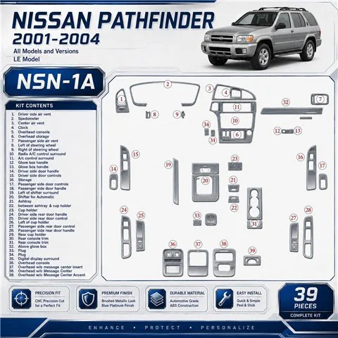 Nissan Pathfinder 2001-2004 LE Model kit rivestimento cruscotto e interni 3D