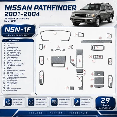 Nissan Pathfinder 2001-2004 OEM Compliance kit rivestimento cruscotto e interni 3D
