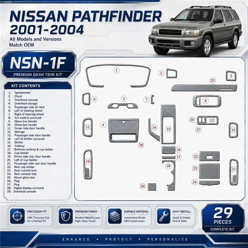 Nissan Pathfinder 2001-2004 OEM Compliance kit rivestimento cruscotto e interni 3D