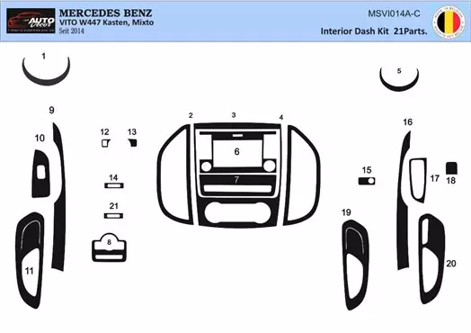 Mercedes Vito W447 01.2015 Kit Rivestimento Cruscotto all'interno del veicolo Cruscotti personalizzati 21-Decori
