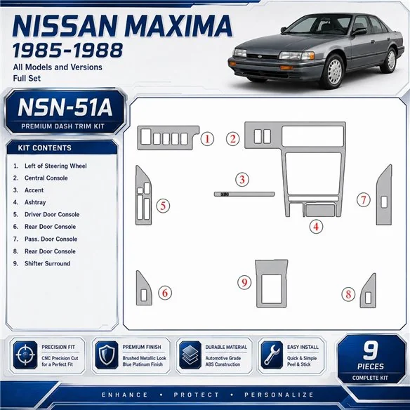 Nissan Maxima 1985-1988 set completo kit rivestimento cruscotto e interni 3D