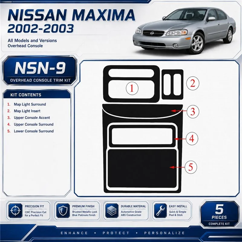 Nissan Maxima 2002-2003 console superiore kit rivestimento cruscotto e interni 3D 5 pezzi