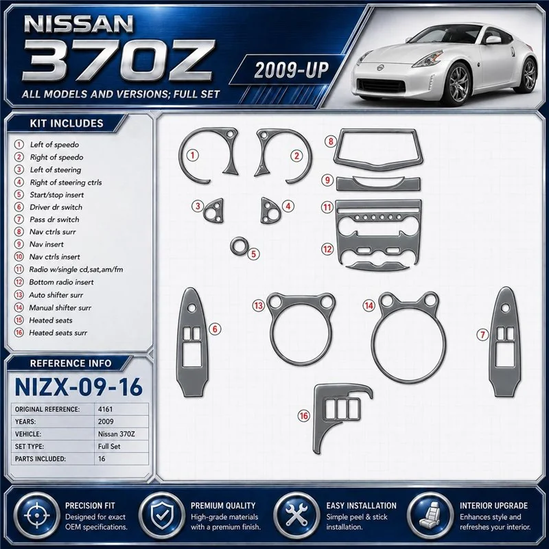 Nissan 370Z 2009 2009 kit rivestimento cruscotto e interni 3D 16 pezzi