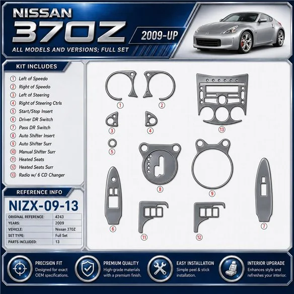 Nissan 370Z 2009 2009 kit rivestimento cruscotto e interni 3D 13 pezzi