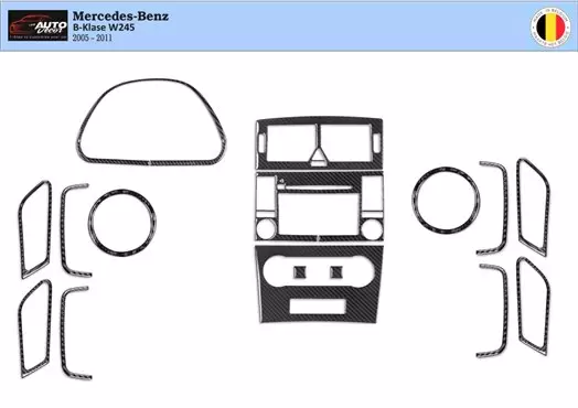 Mercedes W245 B-Class 2005 – 2011 Kit Rivestimento Cruscotto all'interno del veicolo Cruscotti personalizzati 16-Decor