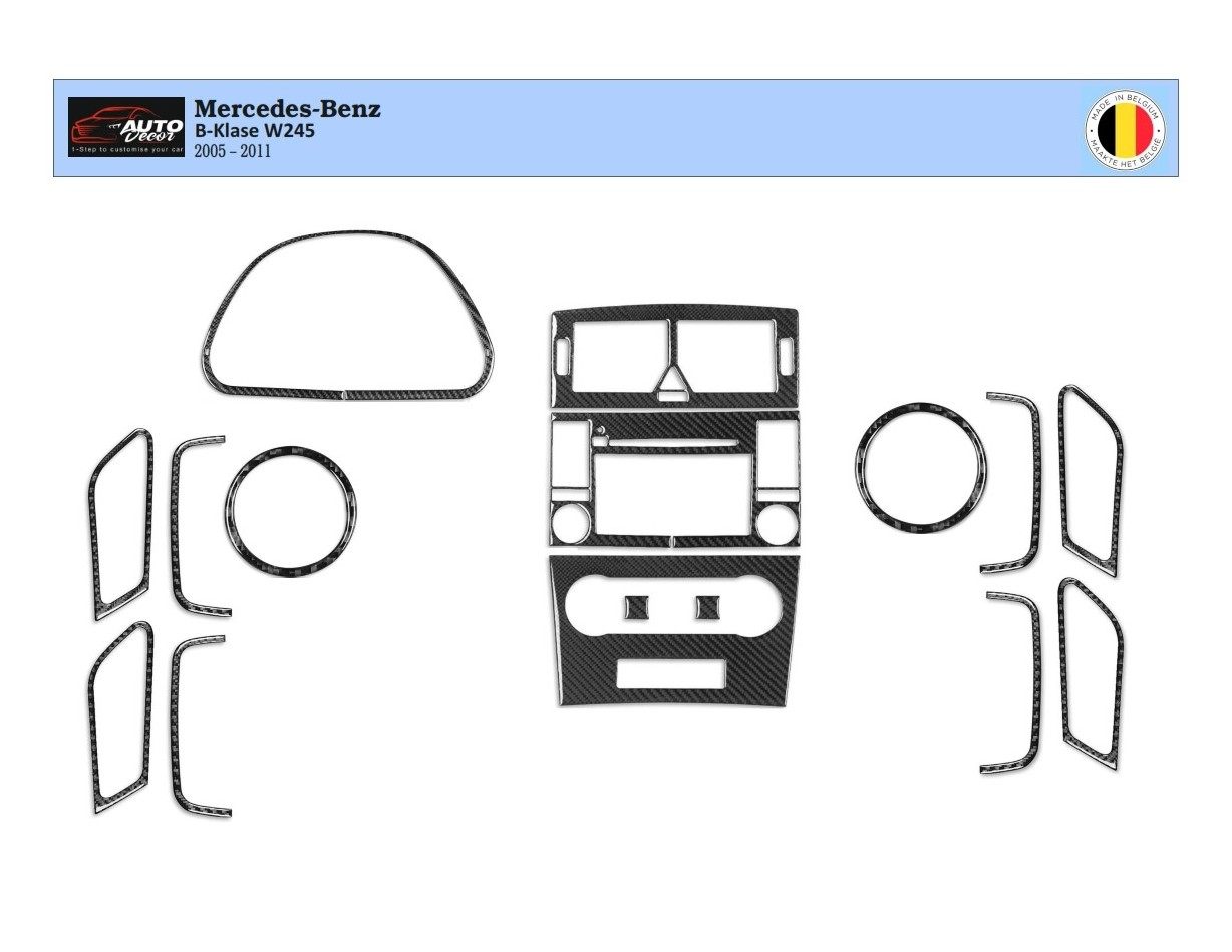 Mercedes W245 B-Class 2005 – 2011 Kit Rivestimento Cruscotto all'interno del veicolo Cruscotti personalizzati 16-Decor