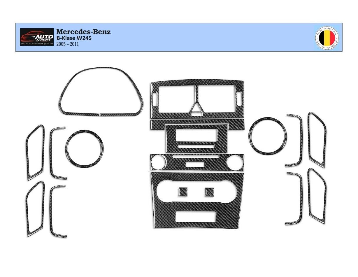 Mercedes W245 B-Class 2005 – 2011 Kit Rivestimento Cruscotto all'interno del veicolo Cruscotti personalizzati 18-Decor Mercedes W245 B-Class 2005 – 2011 Kit Rivestimento Cruscotto all'interno del veicolo Cruscotti personalizzati 18-Decor