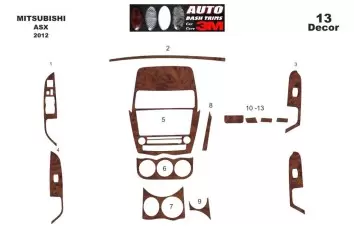 Mitsubishi Asx RVR 01.2012 Kit Rivestimento Cruscotto all'interno del veicolo Cruscotti personalizzati 9-Decori