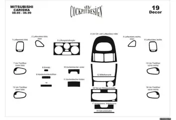 Mitsubishi Carisma 08.95 - 06.99 Kit Rivestimento Cruscotto all'interno del veicolo Cruscotti personalizzati 19-Decori