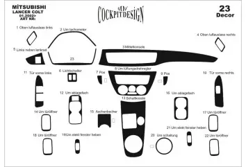 Mitsubishi Colt - Lancer 01.2002 Kit Rivestimento Cruscotto all'interno del veicolo Cruscotti personalizzati 23-Decori