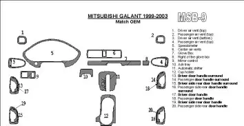 Mitsubishi Galant 1999-2003 OEM Compliance Cruscotto BD Rivestimenti interni