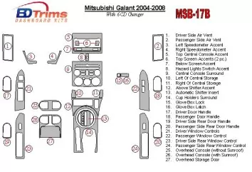 Mitsubishi Galant 2004-2008 With 6 CD Player Cruscotto BD Rivestimenti interni