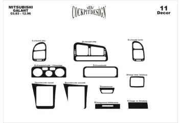 Mitsubishi Galant VII 03.93 - 12.96 Kit Rivestimento Cruscotto all'interno del veicolo Cruscotti personalizzati 11-Decori