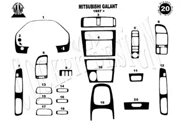 Mitsubishi Galant VIII 01.1997 Kit Rivestimento Cruscotto all'interno del veicolo Cruscotti personalizzati 20-Decori