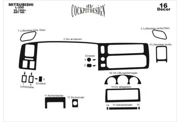 Mitsubishi L 200 09.96 - 07.07 Kit Rivestimento Cruscotto all'interno del veicolo Cruscotti personalizzati 16-Decori